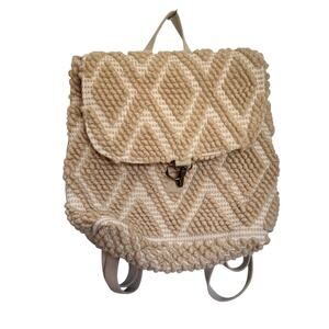 Panache Apparel Marissa Backpack Cream Tan Textured Bobble Embroidered Bag Purse